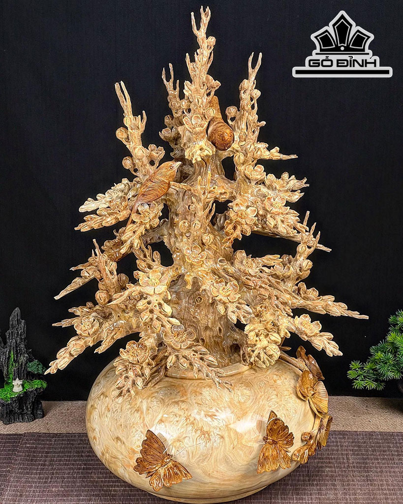 Bình Mai Phú Quý Gỗ Nu Nghiến Cao 61 Ngang 43 Sâu 35 (cm)