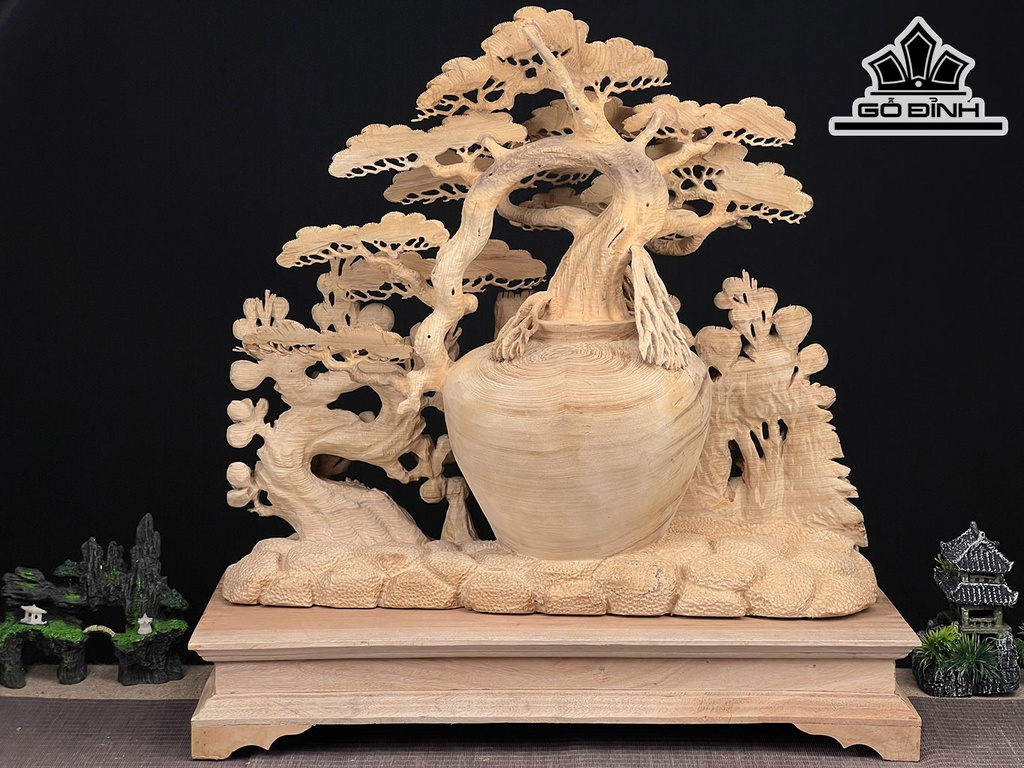 Cây Tùng Bốn Mùa Phú Quý Gỗ Ngọc Am Cao 67 Ngang 65 Sâu 30 (cm)