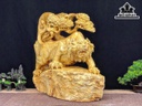 Tượng Mãnh Hổ Đứng Gốc Tùng Gỗ Nu Kháo Cao 50 Ngang 58 Sâu 21 (cm)