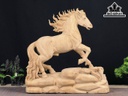 Tượng Ngựa Phong Thủy (Nhất Mã Phi Thiên) Gỗ Ngọc Am Cao 42 Ngang 43 Sâu 19 (cm)