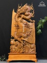 Tượng Nhất Long Quấn Thư Gỗ Hương Cao 142 Ngang 64 Sâu 22 (cm)