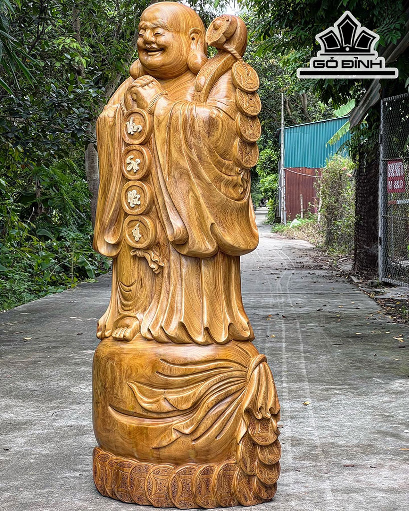 Tượng Phật Di Lặc Chúc Phúc Gỗ Cẩm Vàng Cao 145 Ngang 61 Sâu 33 (cm)