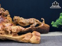 Tượng Song Hổ Săn Mồi Gỗ Hương Cao 25 Ngang 52 Sâu 28 (cm)