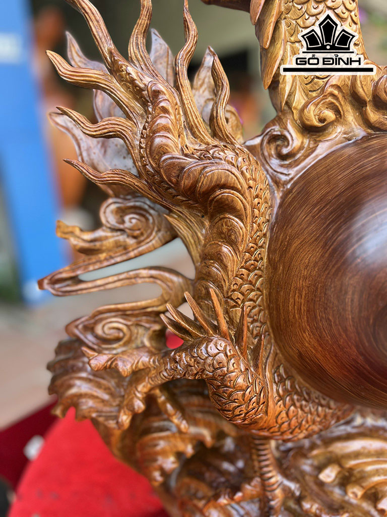 Tượng Rồng ( Nhất Long) Gỗ Hương Cao 63 Ngang 70 Sâu 22 (cm)