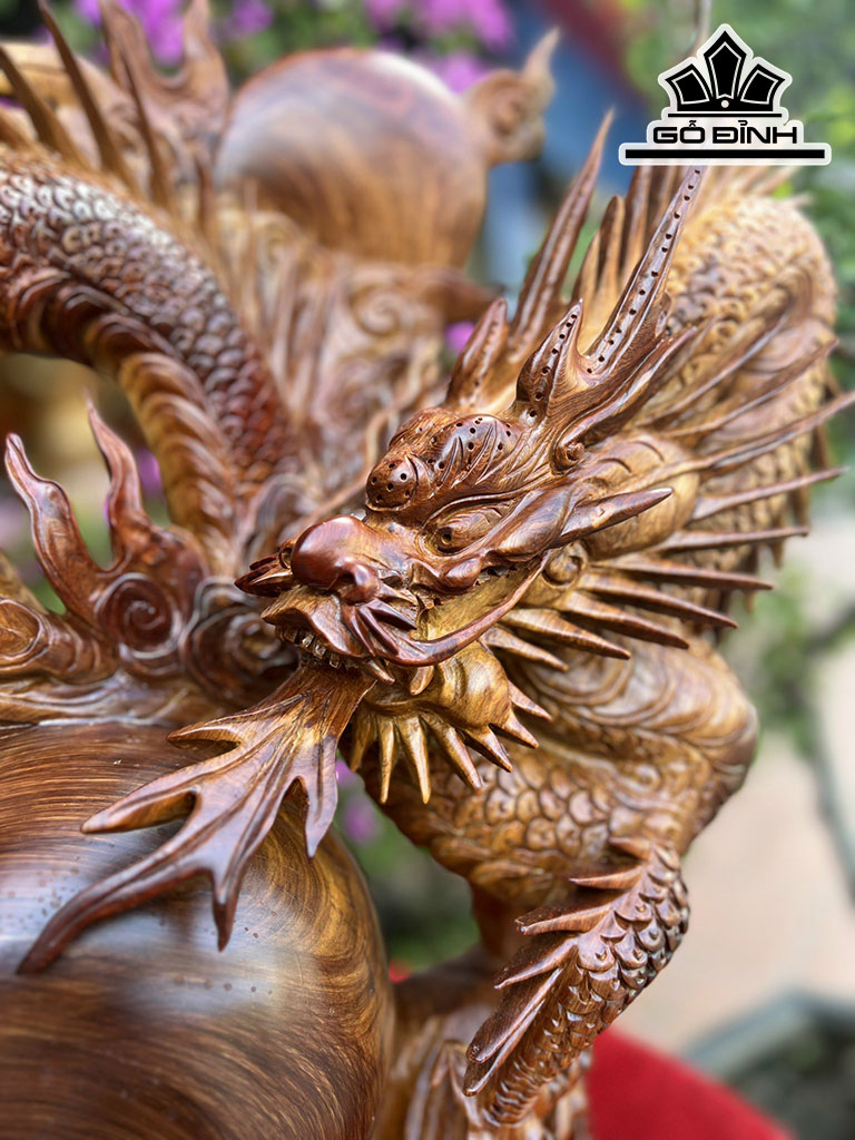 Tượng Rồng ( Nhất Long) Gỗ Hương Cao 63 Ngang 70 Sâu 22 (cm)
