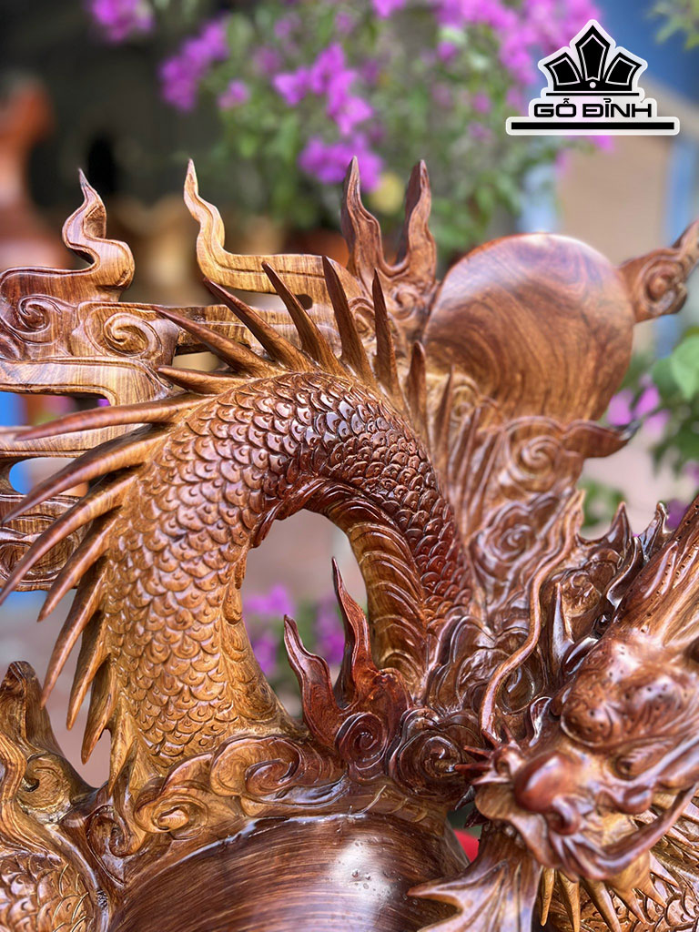 Tượng Rồng ( Nhất Long) Gỗ Hương Cao 63 Ngang 70 Sâu 22 (cm)