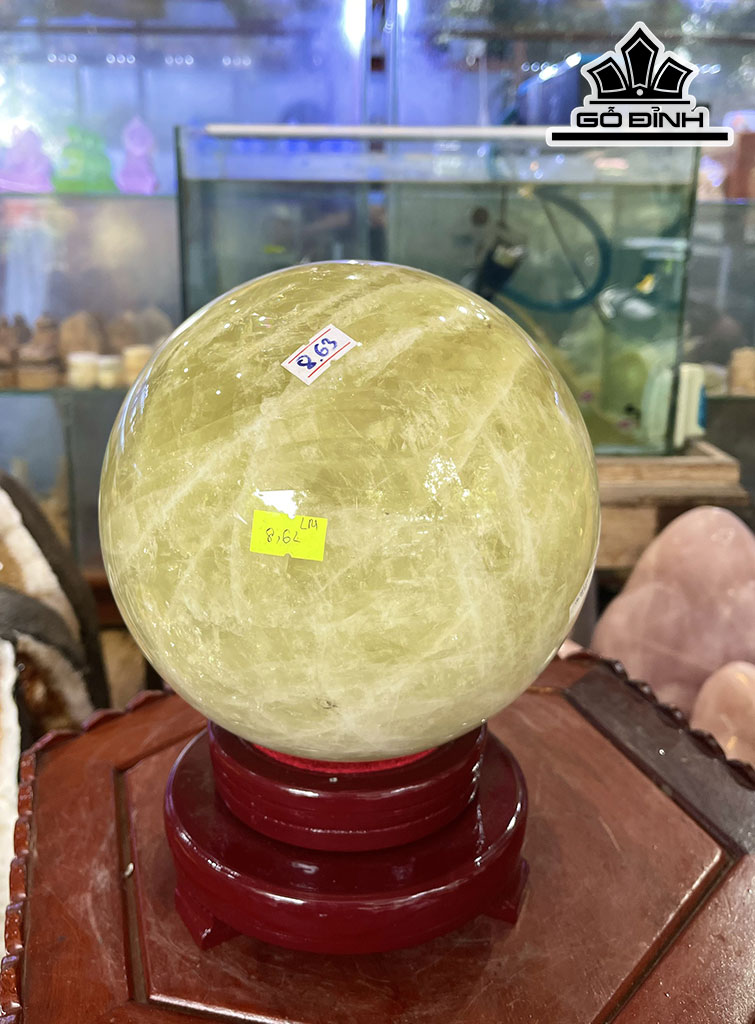 Bi Cầu Đá Thạch Anh Vàng Đường Kính Hạt 18 (cm) 18cts 8,62kg