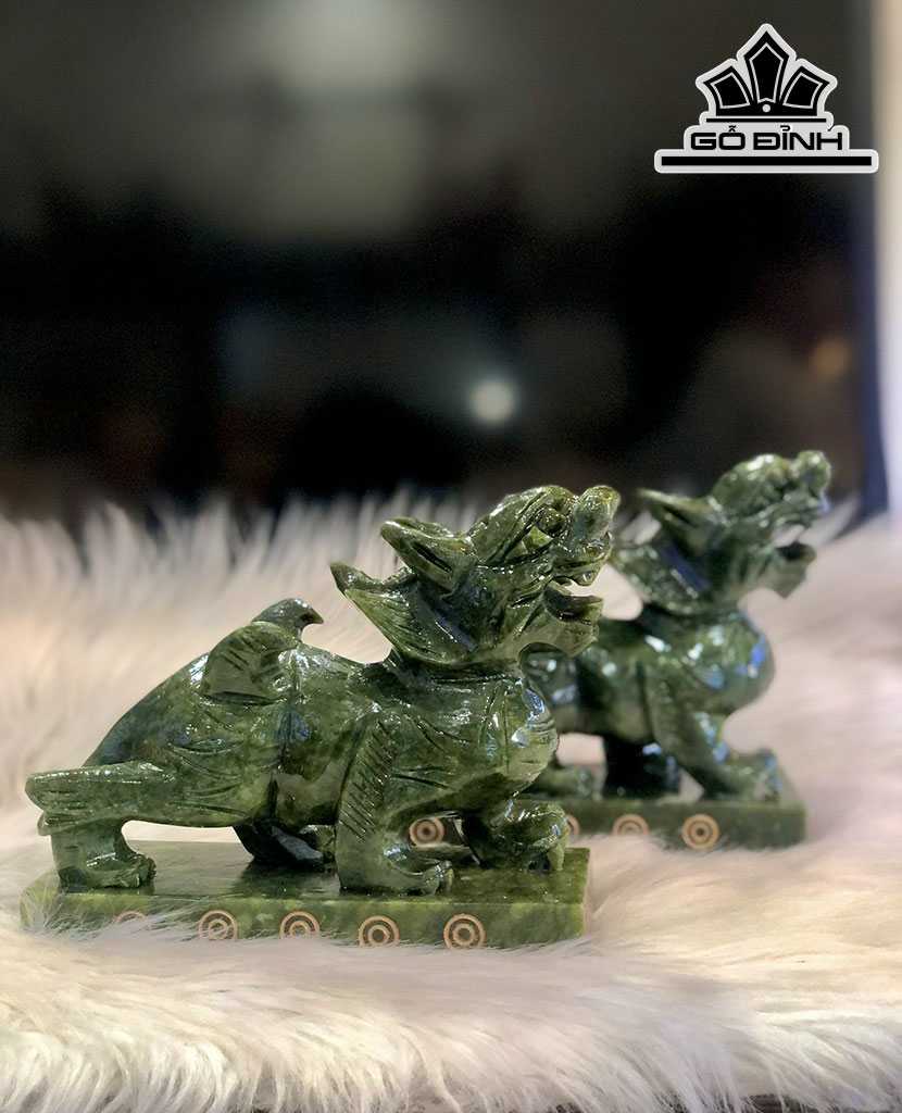 Cặp Tỳ Hưu Đá Serpentine Cao 18 Ngang 15 (cm)