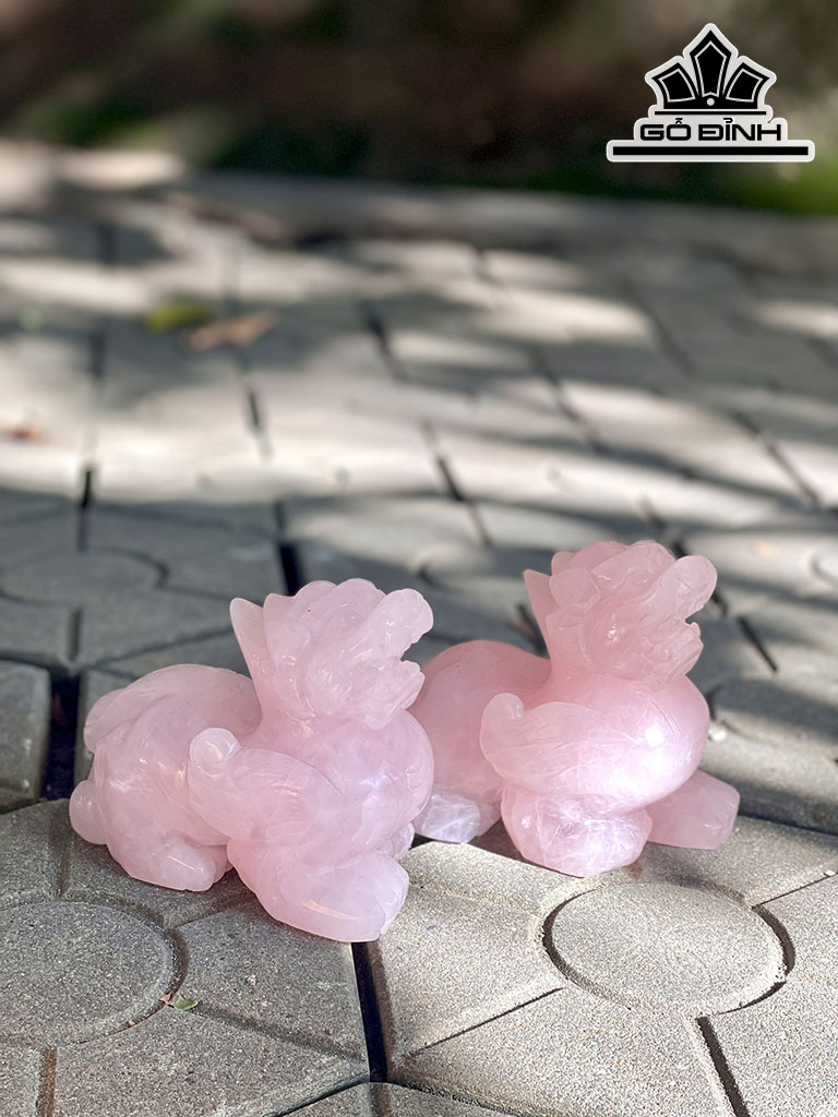 Cặp Tỳ Hưu Đá Thạch Anh Hồng Cao 15 (cm) 3,36kg