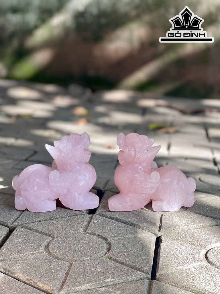 Cặp Tỳ Hưu Đá Thạch Anh Hồng Cao 15 (cm) 3,36kg