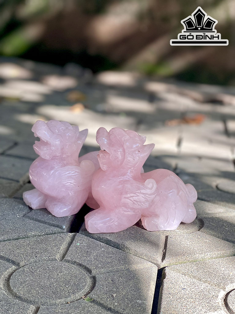 Cặp Tỳ Hưu Đá Thạch Anh Hồng Cao 15 (cm) 3,36kg