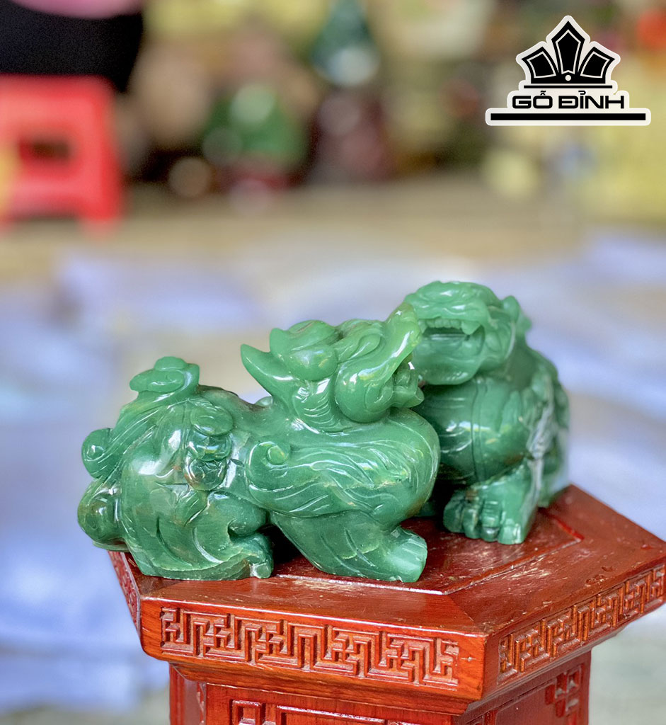 Cặp Tỳ Hưu Đá Thạch Anh Xanh Cao 15 (cm) 3,79kg