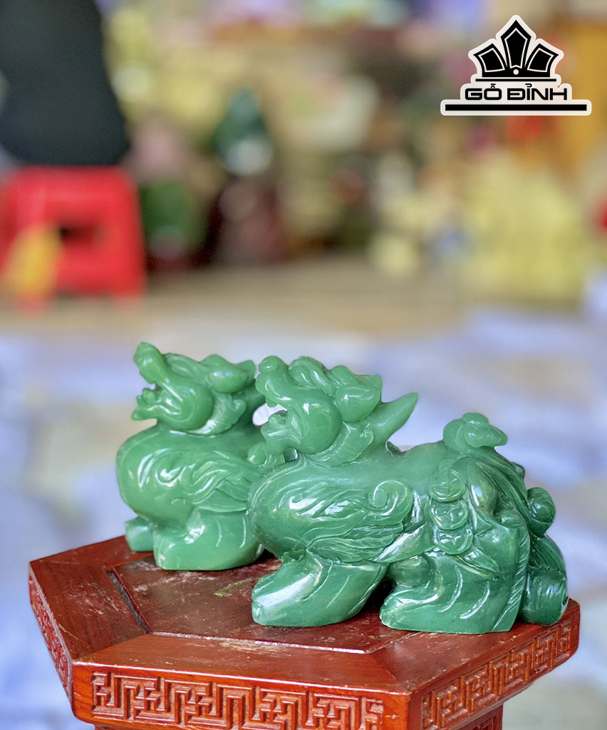 Cặp Tỳ Hưu Đá Thạch Anh Xanh Cao 15 (cm) 3,79kg