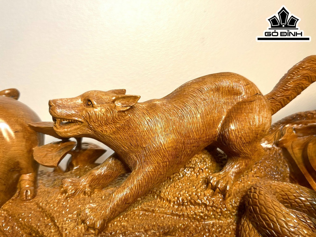 Bộ 12 Con Giáp Gỗ Bách Xanh Cao 38 Ngang 108 Sâu 22 (cm)