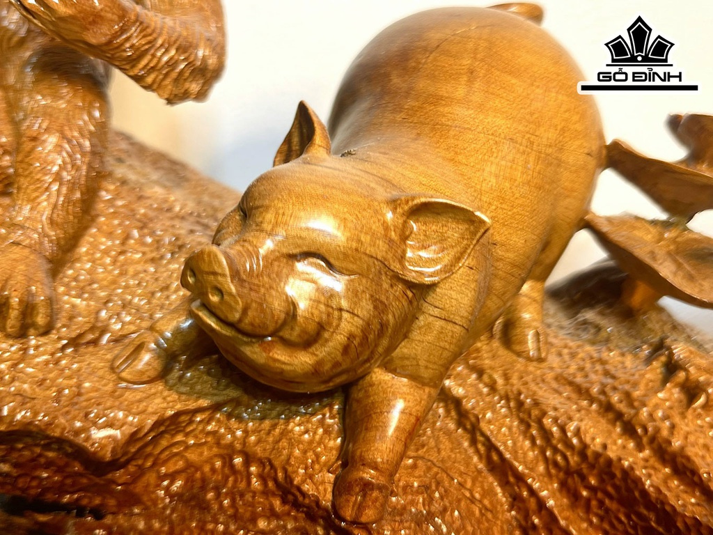 Bộ 12 Con Giáp Gỗ Bách Xanh Cao 38 Ngang 108 Sâu 22 (cm)