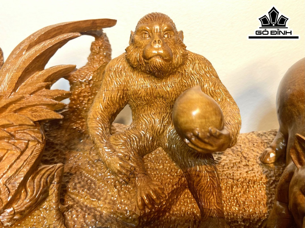 Bộ 12 Con Giáp Gỗ Bách Xanh Cao 38 Ngang 108 Sâu 22 (cm)