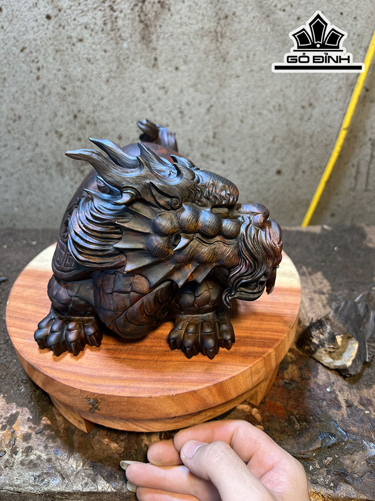 Tượng Long Quy Gỗ Sưa Cao 15 Ngang 21 Sâu 16 (cm)