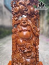 Tượng Phật Di Lặc Vác Cành Đào Gỗ Ngọc Am Cao 97 Ngang 31 Sâu 16 (cm)