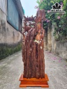 Tượng Phật Di Lặc Vác Cành Đào Gỗ Ngọc Am Cao 97 Ngang 31 Sâu 16 (cm)
