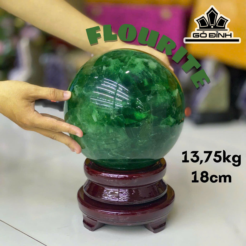 Bi Cầu Đá Flourite Đường Kính Hạt 18 (cm) 18cts 13,75kg