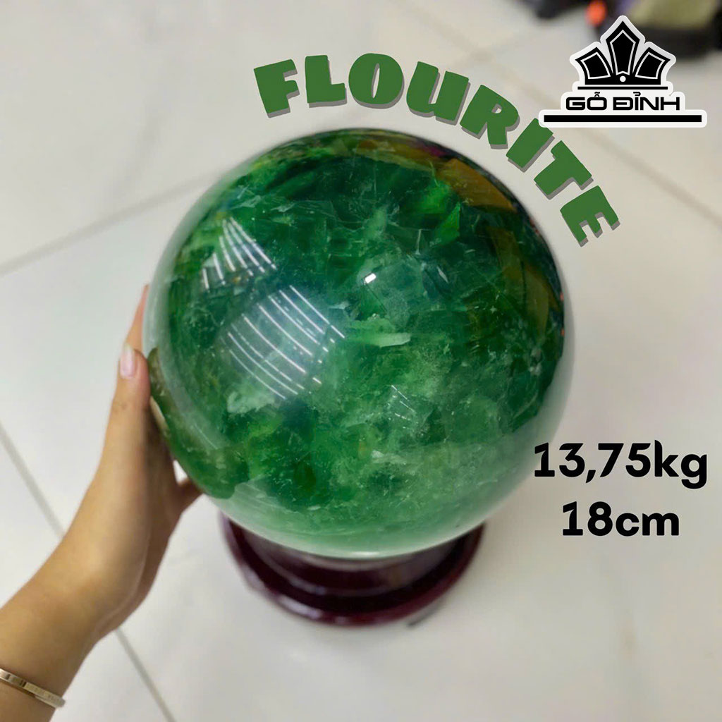 Bi Cầu Đá Flourite Đường Kính Hạt 18 (cm) 18cts 13,75kg