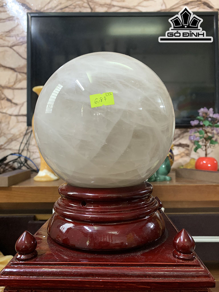 Bi Cầu Đá Thạch Anh Trắng Đường Kính Hạt 14 (cm) 14cts 6,87kg