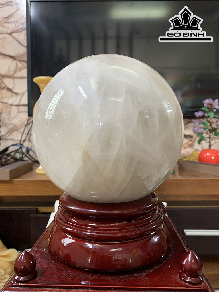 Bi Cầu Đá Thạch Anh Trắng Đường Kính Hạt 14 (cm) 14cts 6,87kg
