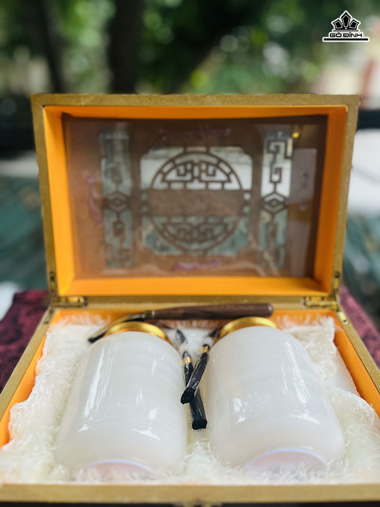 Bộ Hũ Đựng Trà Đá Onyx Trắng