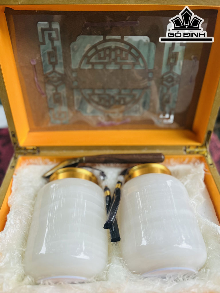 Bộ Hũ Đựng Trà Đá Onyx Trắng