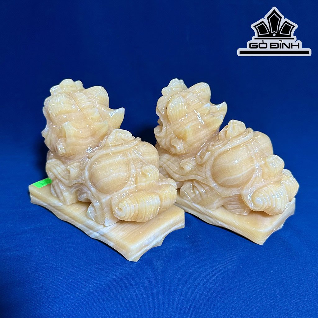 Cặp Tỳ Hưu Đá Ngọc Hoàng Long Cao 15 (cm)