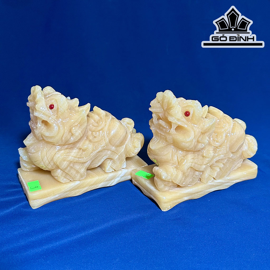 Cặp Tỳ Hưu Đá Ngọc Hoàng Long Cao 15 (cm)