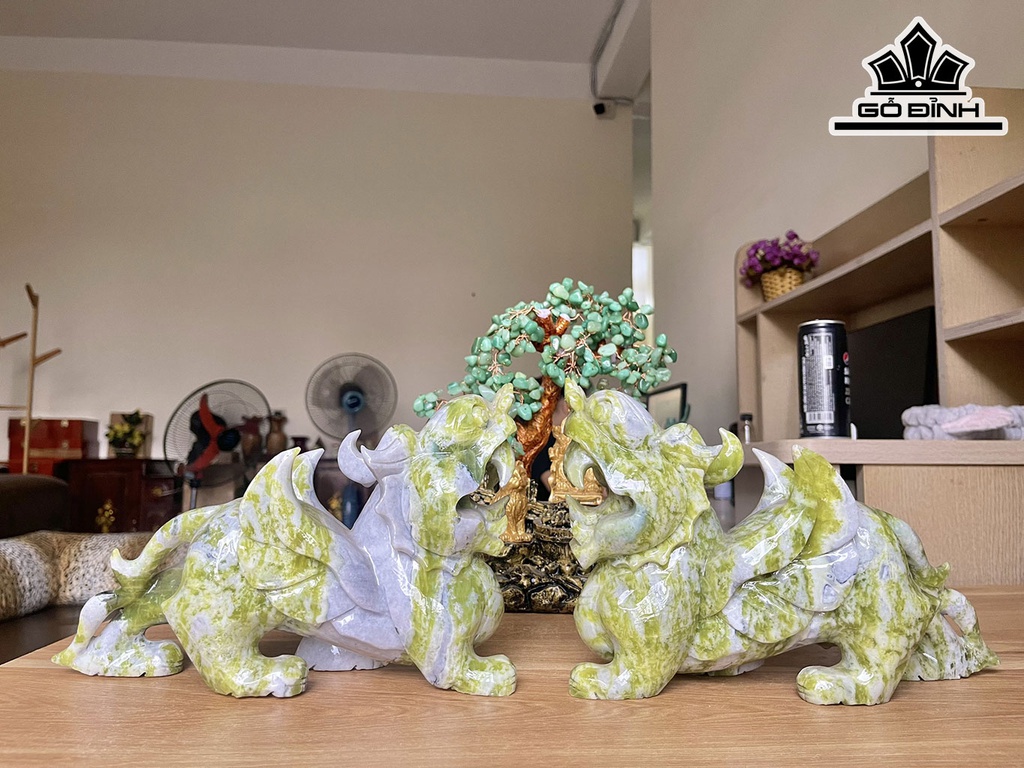 Cặp Tỳ Hưu Đá Serpentine Cao 20 (cm)