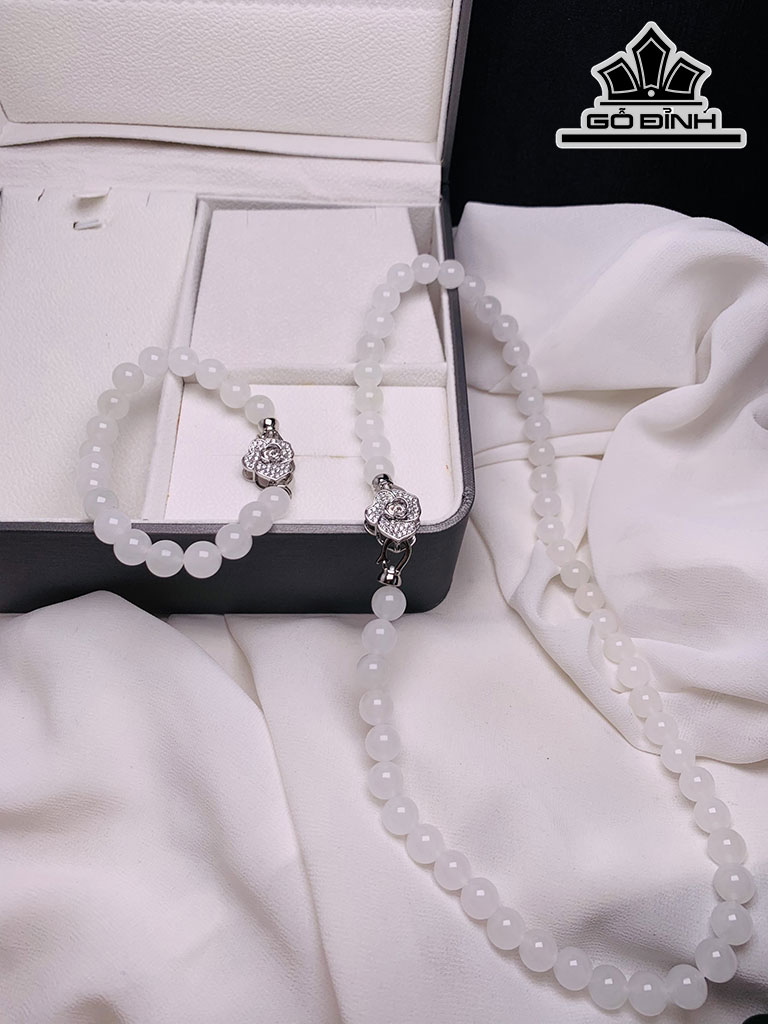 Chuỗi Đá Onyx Trắng Đường Kính Hạt 8,5 (mm) 8,5cts