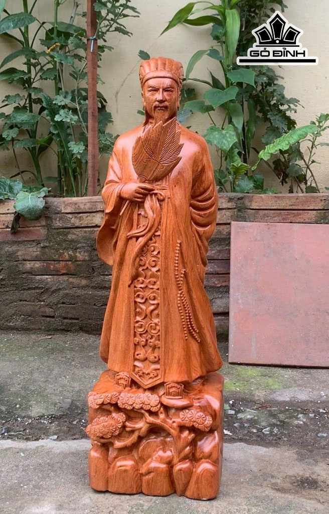 Tượng Gia Cát Lượng Gỗ Hương Cao 50 Ngang 16 Sâu 10 (cm)