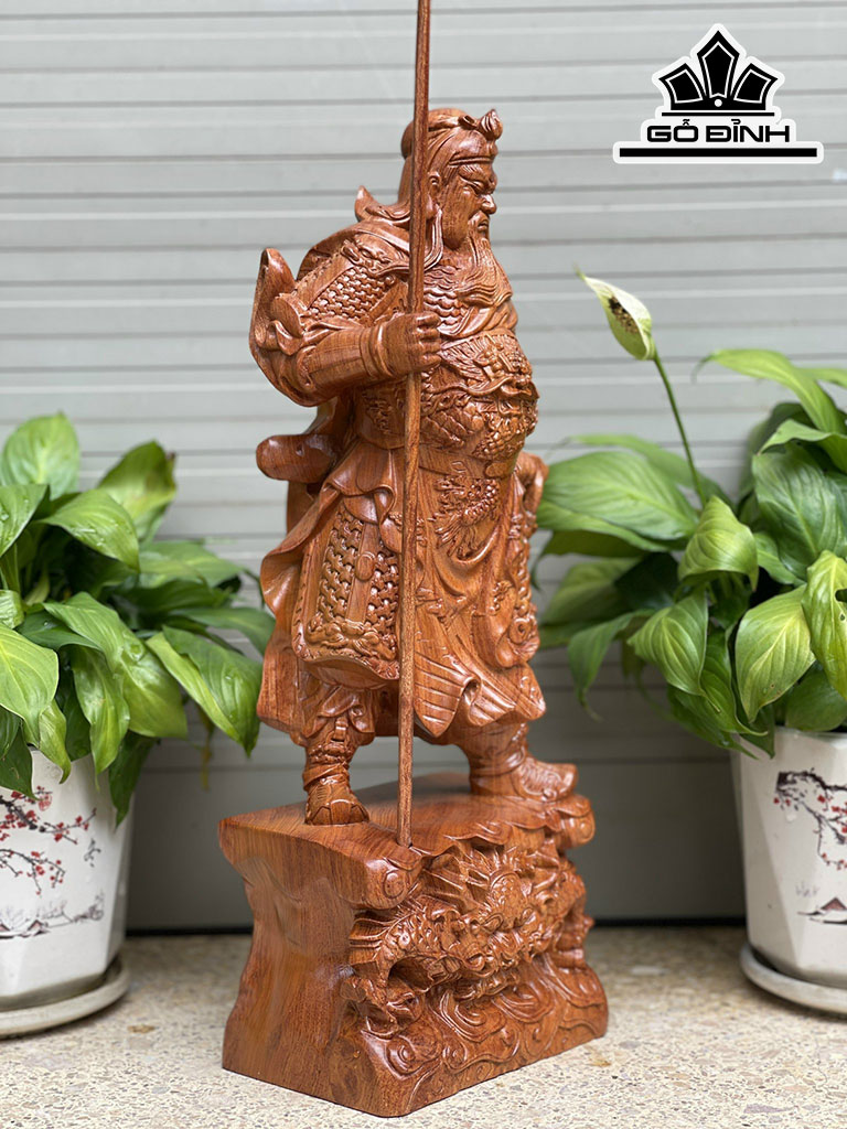 Tượng Quan Công Gỗ Hương Cao 40 ( Cả Đao 53) Ngang 15 Sâu 10 (cm)