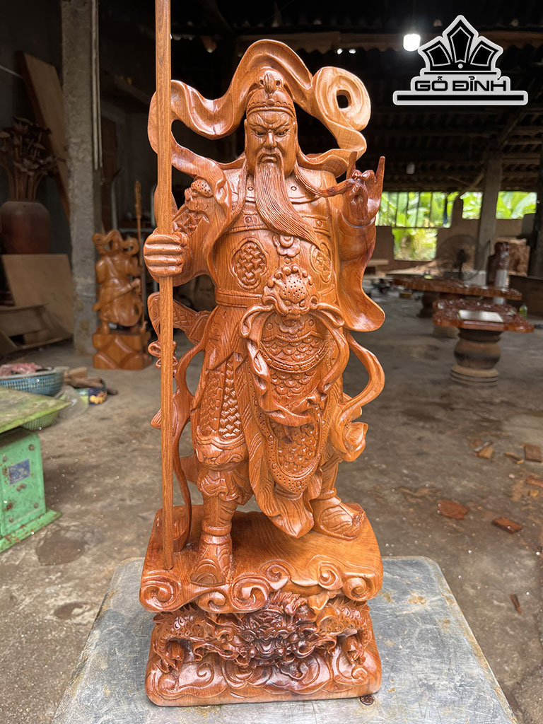Tượng Quan Công Gỗ Ngọc Am Cao 61 Ngang 23 Sâu 15 (cm)