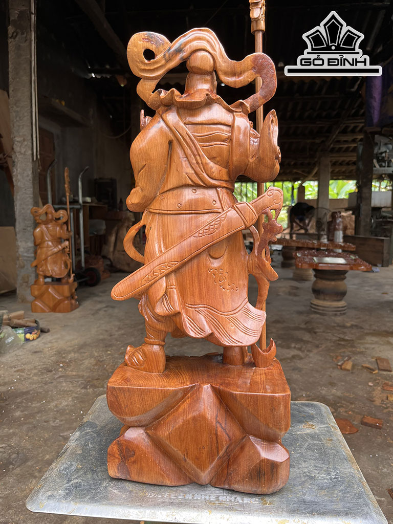 Tượng Quan Công Gỗ Ngọc Am Cao 61 Ngang 23 Sâu 15 (cm)