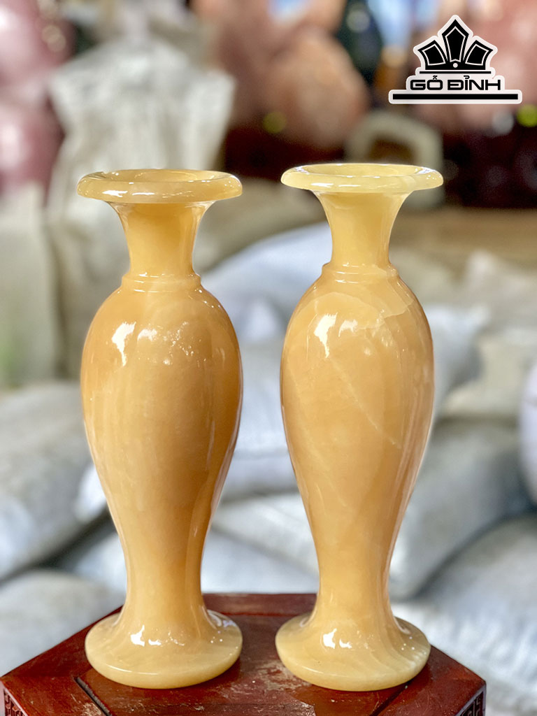 Cặp Lục Bình Đá Ngọc Hoàng Long Cao 30 (cm)
