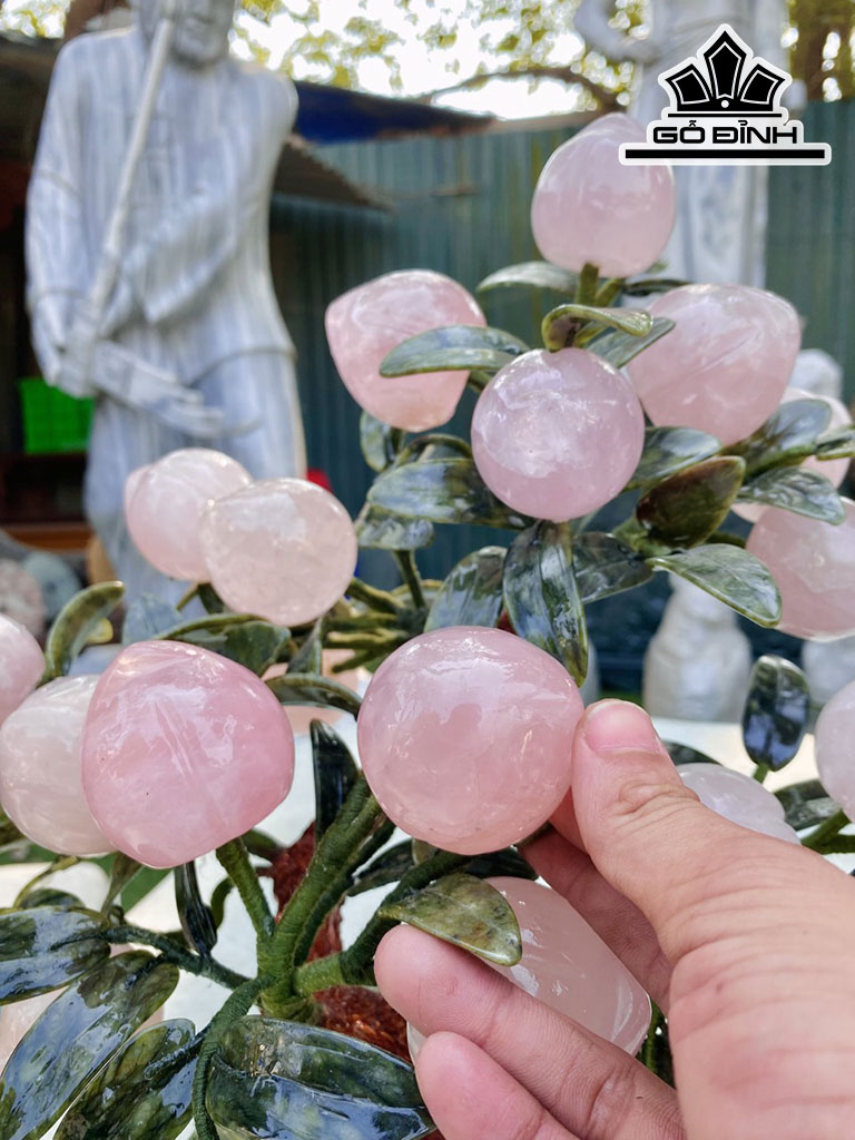 Cây Đào Đá Thạch Anh Hồng Cao 35 (cm)