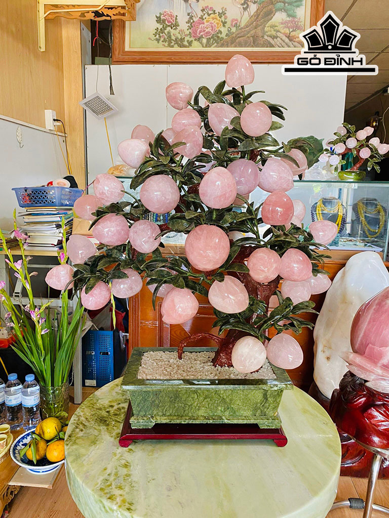 Cây Đào Đá Thạch Anh Hồng Cao 88 Ngang 68 Sâu 38 (cm)