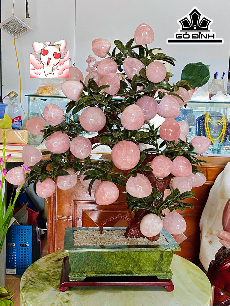 Cây Đào Đá Thạch Anh Hồng Cao 88 Ngang 68 Sâu 38 (cm)