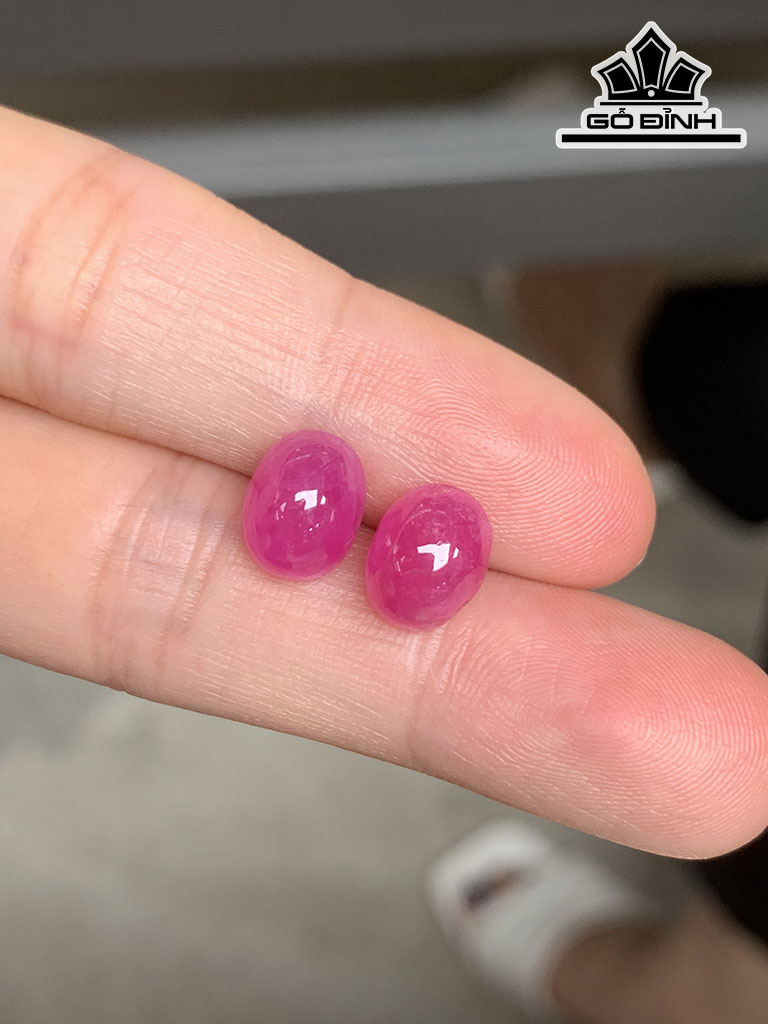 Đôi Bông Tai Đá Ruby Hồng Cao 9 Ngang 7 Sâu 6 (mm) 8,44cts