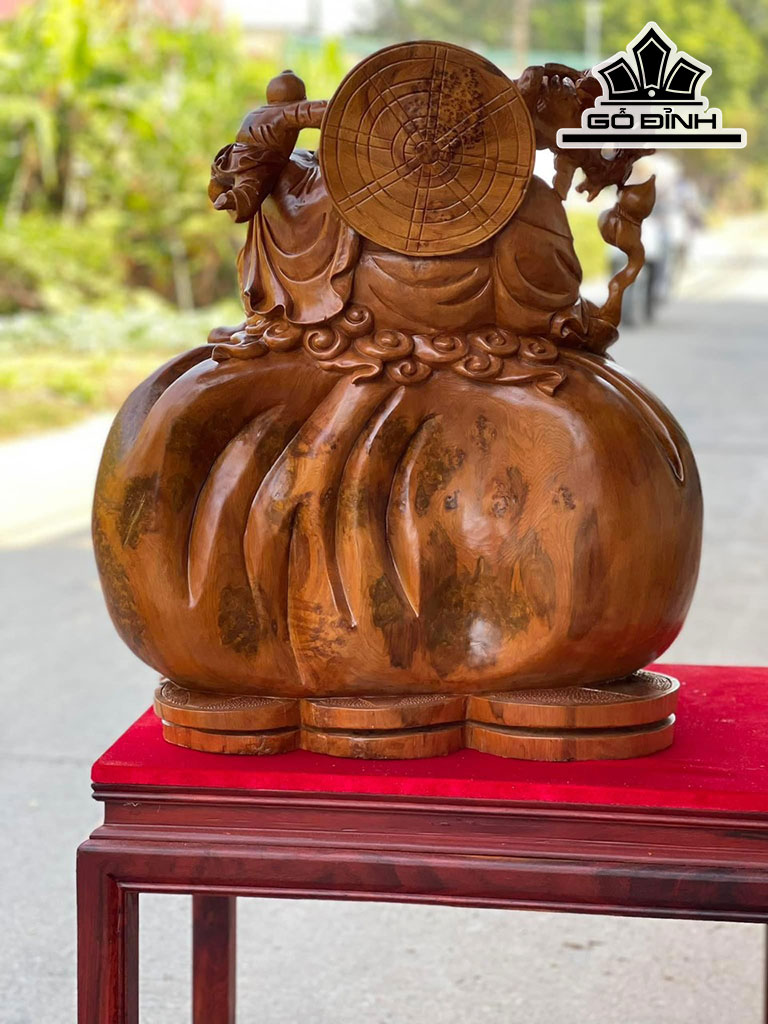 Tượng Phật Di Lặc Nhất Phúc Gỗ Nu Ngọc Am Cao 62 Ngang 58 Sâu 36 (cm)