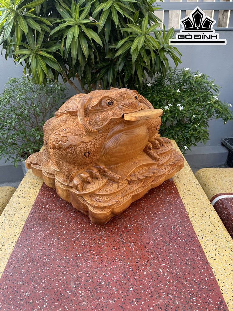 Tượng Thiềm Thừ Gỗ Ngọc Am Cao 28 Ngang 40 Sâu 45 (cm)