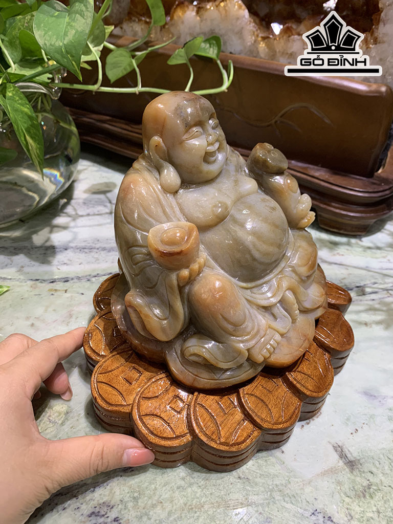 Tượng Di Lặc Đá Mã Não Cao 16,3 Ngang 19 (cm) 3,05kg