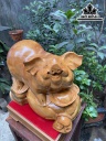 Tượng Heo Gỗ Ngọc Am Cao 31 Ngang 40 Sâu 20 (cm)