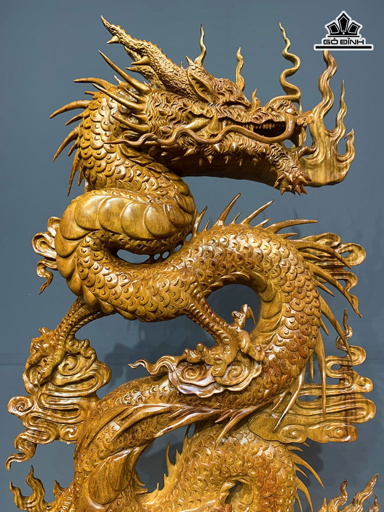 Tượng Nhất Long Gỗ Hương Cao 108 Ngang 56 Sâu 18 (cm)