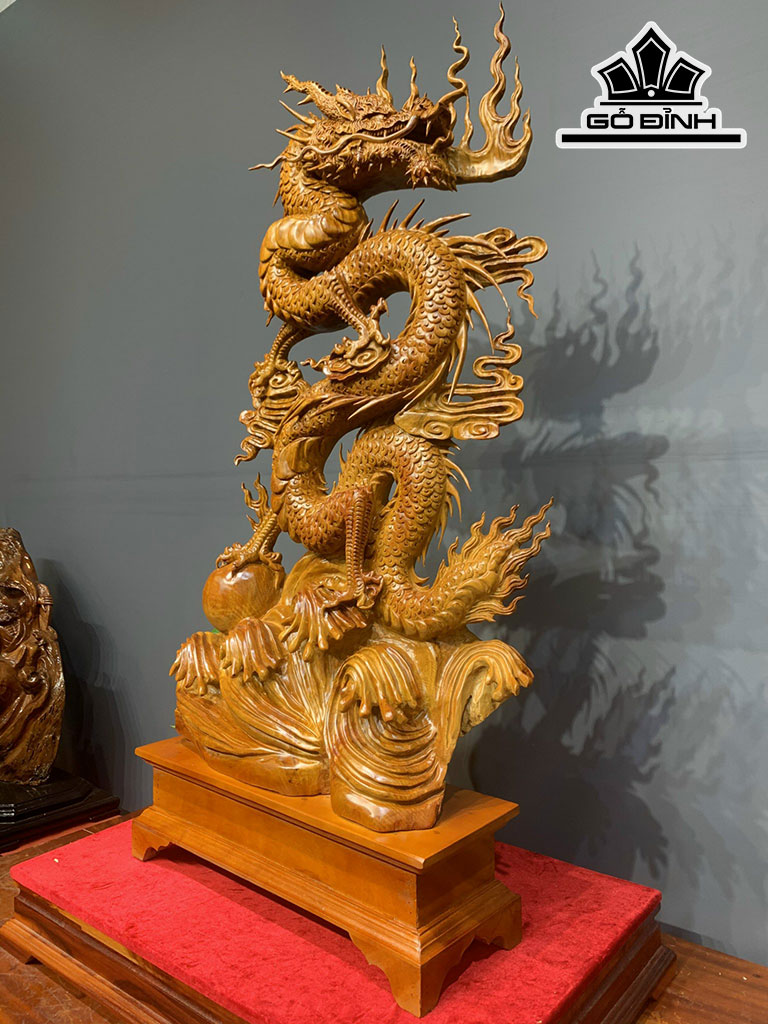 Tượng Nhất Long Gỗ Hương Cao 108 Ngang 56 Sâu 18 (cm)