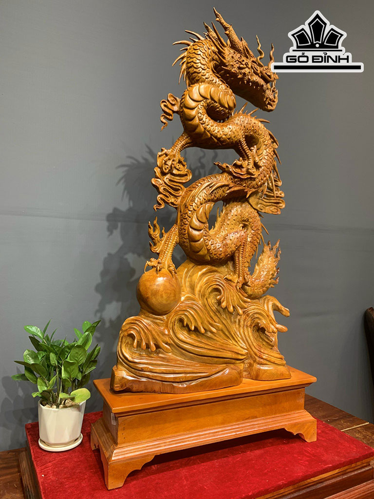 Tượng Nhất Long Gỗ Hương Cao 108 Ngang 56 Sâu 18 (cm)