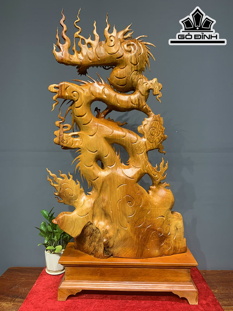 Tượng Nhất Long Gỗ Hương Cao 108 Ngang 56 Sâu 18 (cm)